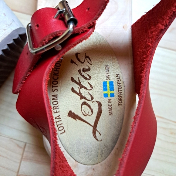 Lotta From Stockholm Red Clog Sandals Size 37 - Picture 4 of 5